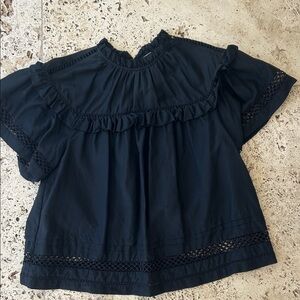 Marie Oliver Black Ruffled Blouse